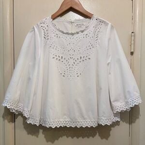 ISABEL MARANT ETOILE White Eyelet Blouse Size EU 44 💕